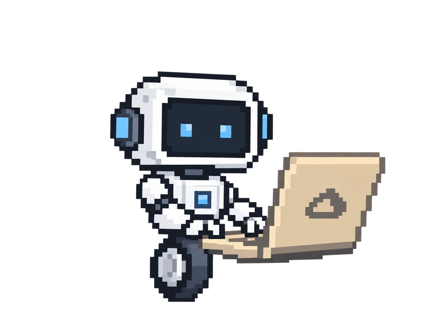 aileon's white single-wheel robot with a laptop.
